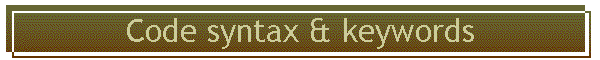 Code syntax & keywords